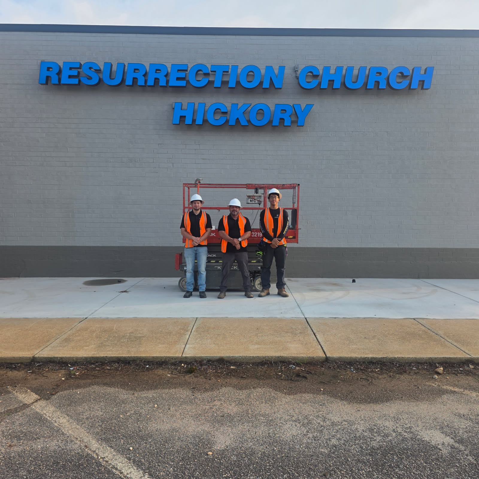 Power Up Electrical Solution crew on site at Resurrection Church Hickory